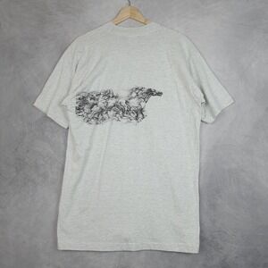 Vintage Harvard Crimson Shirt Mens Large Gray College Equestrian Made USA 90s